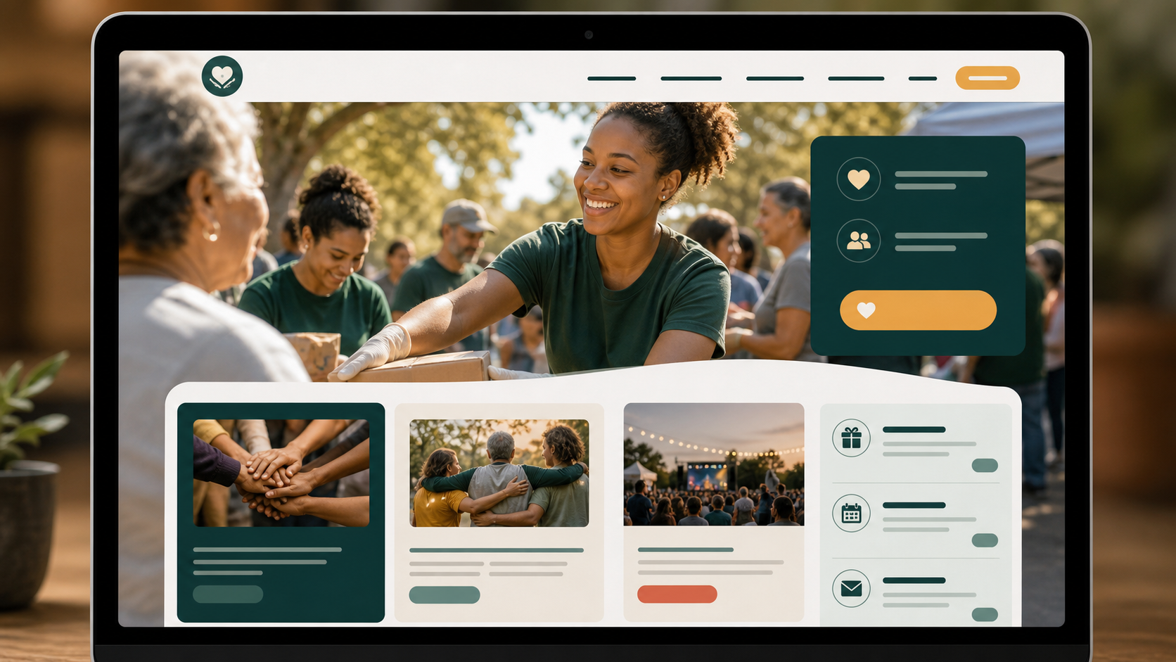 Mission or ministry website concept with community imagery and support layout